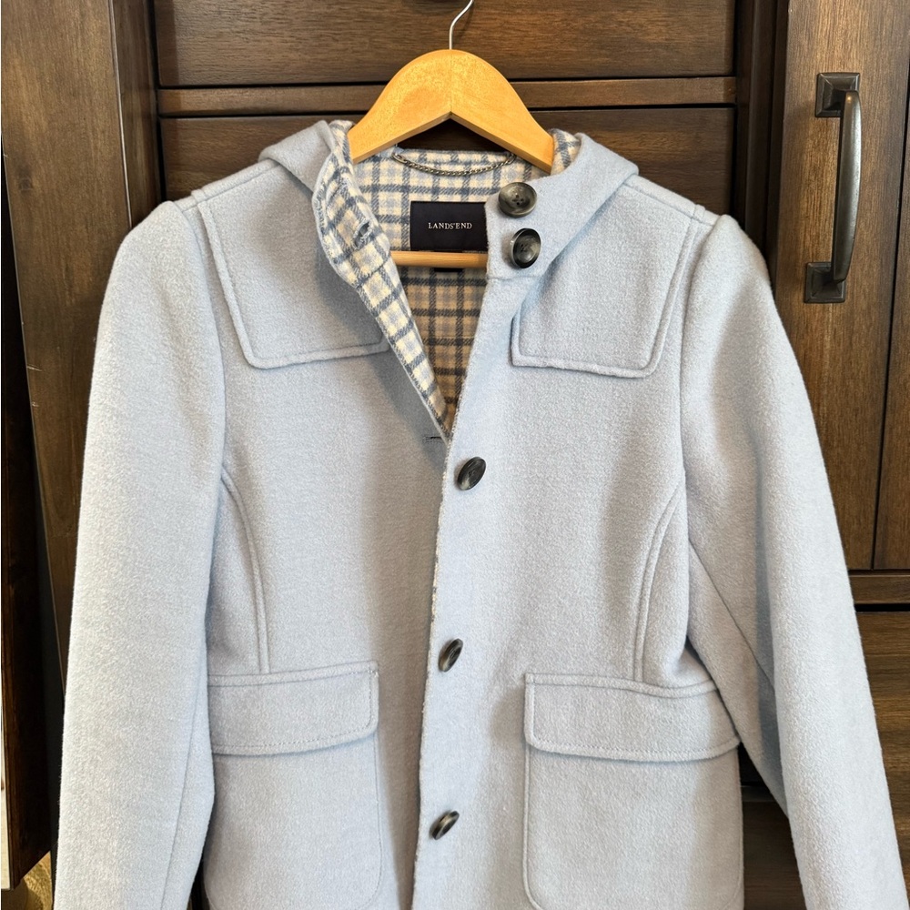 Lands' End Women’s Powder Blue Wool Pea Coat